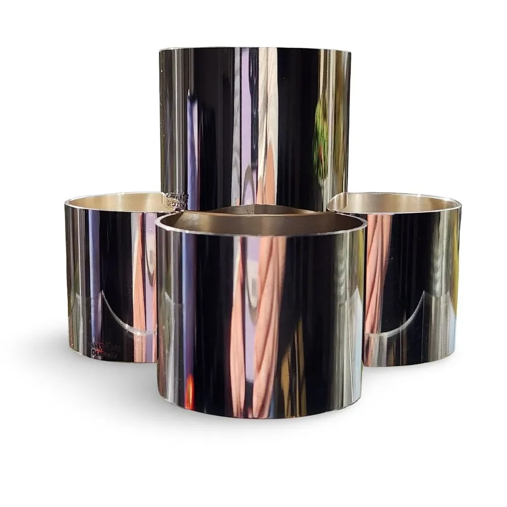 Danish Silver Napkin Holders Set of 4 Minimalist Scandinavian Modern Denmark
